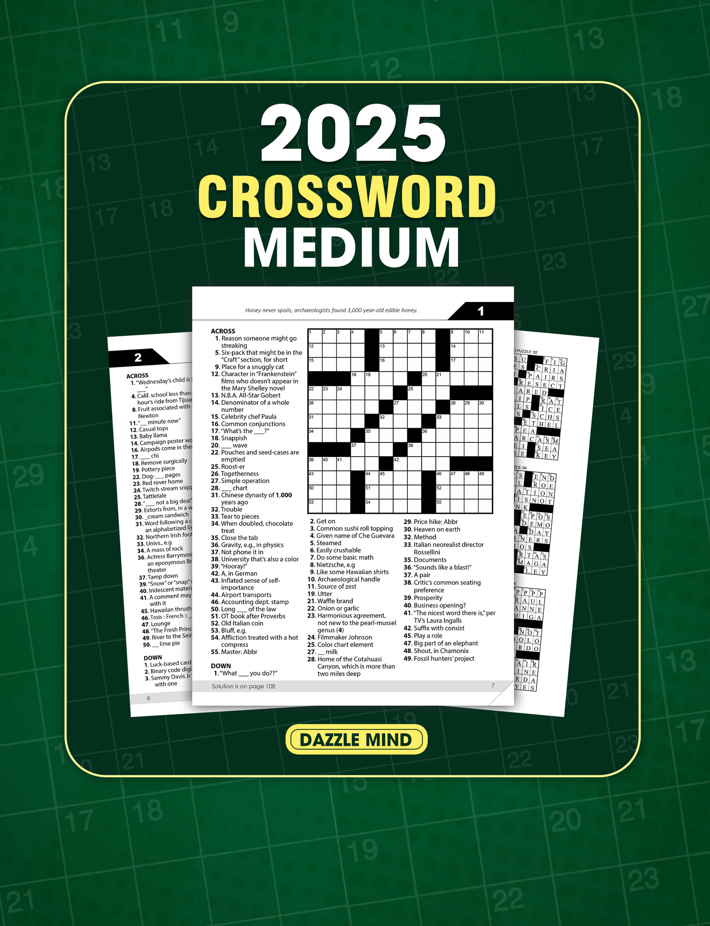 Crossword Puzzle Books for Adults & Seniors Large Print: Brain Memory Games Mind Puzzles for Adult