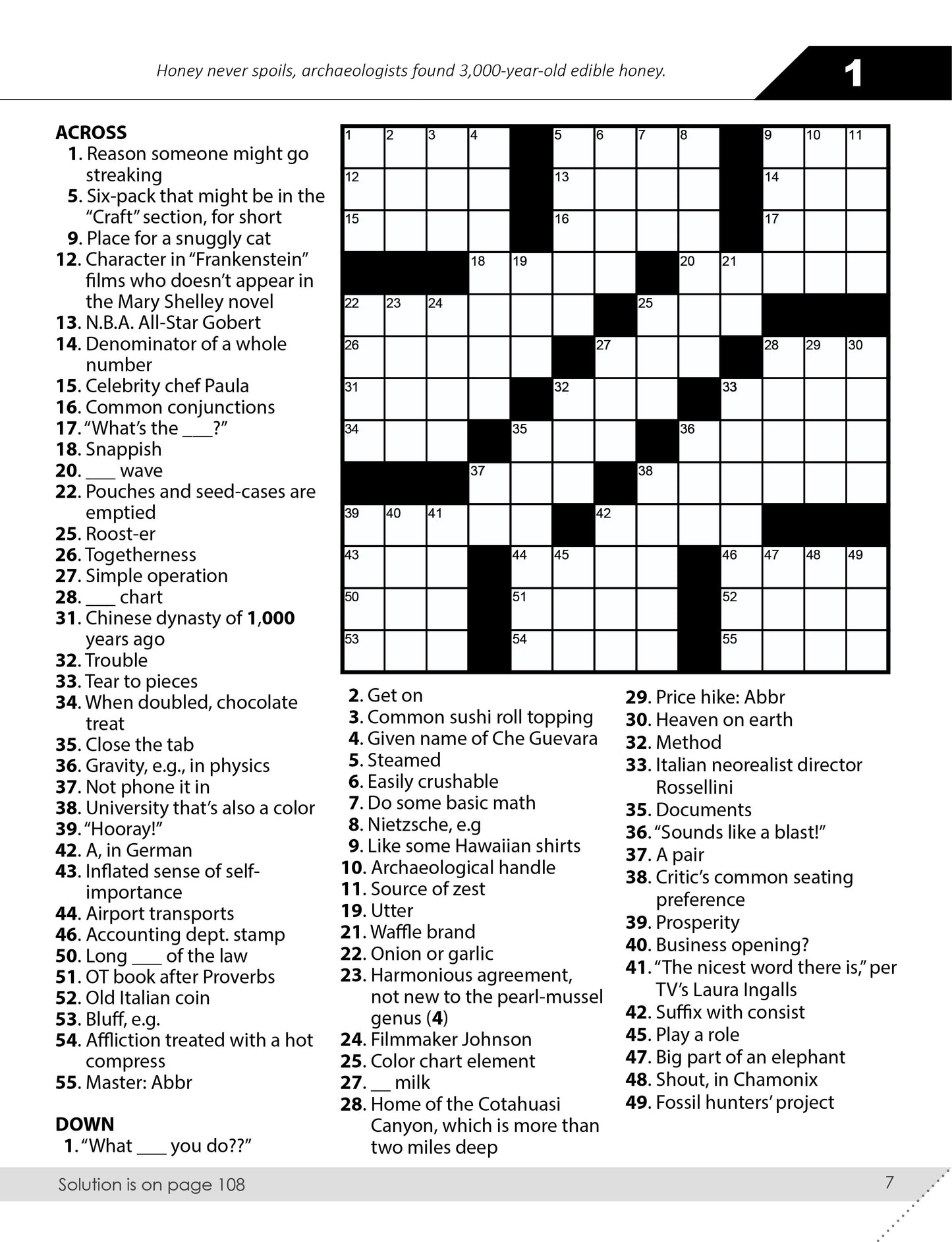 Crossword Puzzle Books for Adults & Seniors Large Print: Brain Memory Games Mind Puzzles for Adult