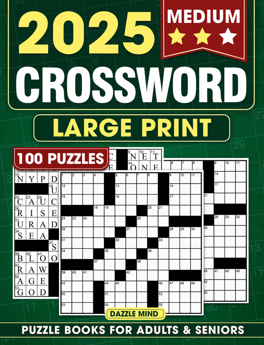 Crossword Puzzle Books for Adults & Seniors Large Print: Brain Memory Games Mind Puzzles for Adult