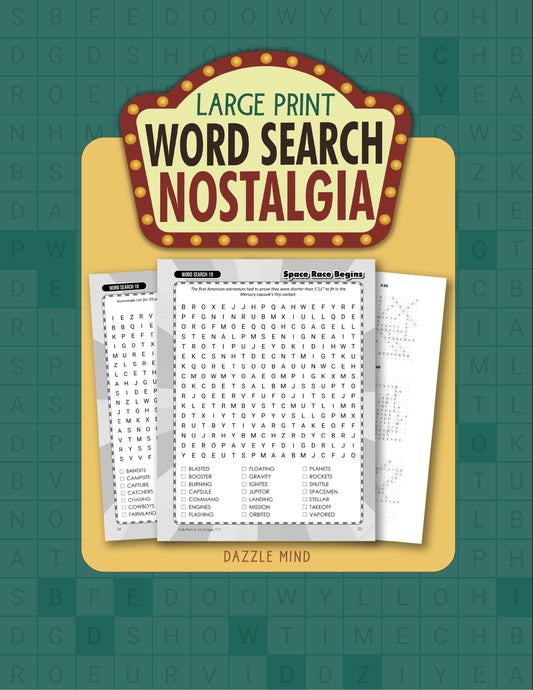 Nostalgia Word Search Books for Adults Large Print Puzzle: Brain Memory Games Mind Puzzles for Adult and Seniors